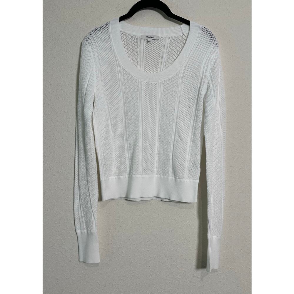 Madewell Signature Knit Lace-Stitch Sweater Scoop Neck Size Medium
